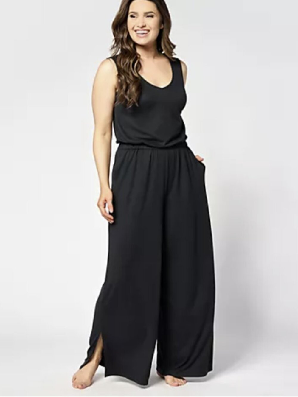 Bumblebella by Jill Martin Dreamy Jersey Wide-Leg Jumpsuit Large